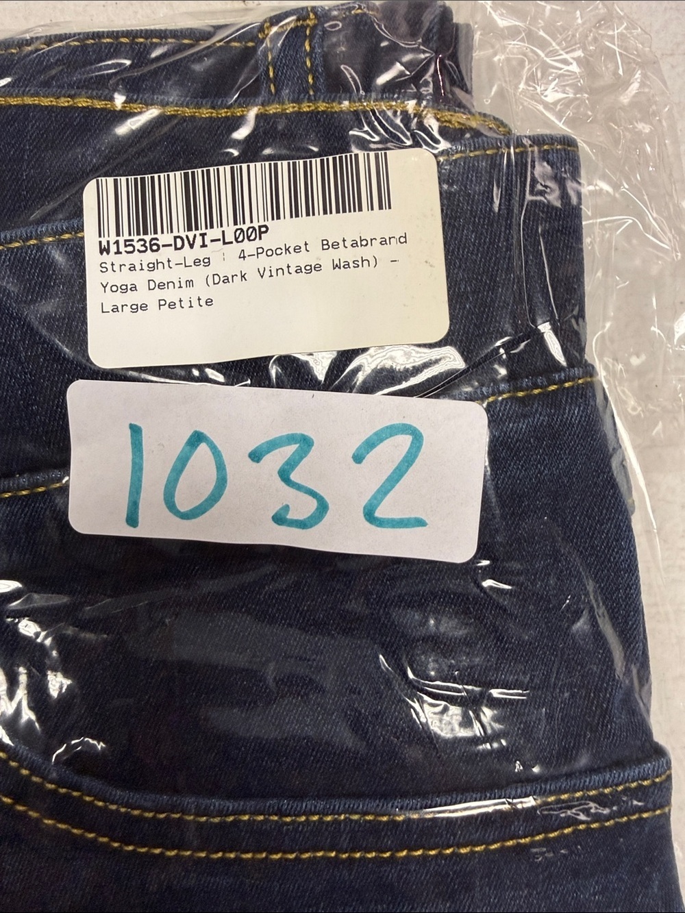 New Betabrand Dark Vintage Wash Straight 4 Pocket Yoga Denim Jeans Large Petite - Picture 4 of 5